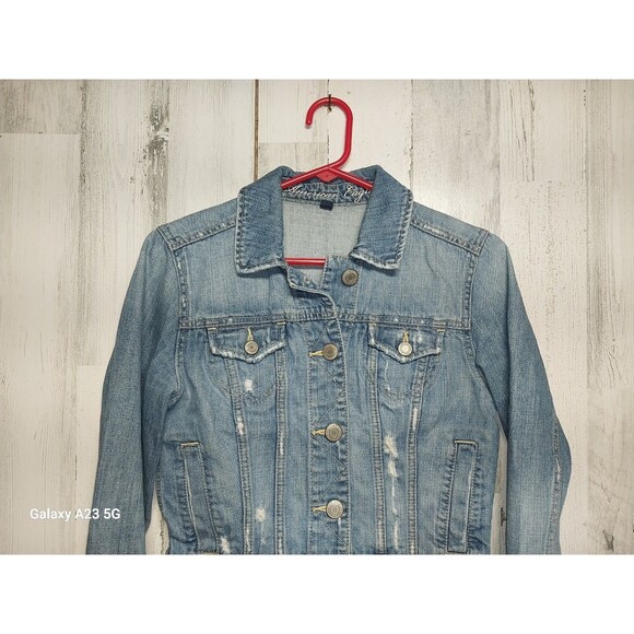 American Eagle Distressed Jean Jacket Size S - Picture 3 of 7